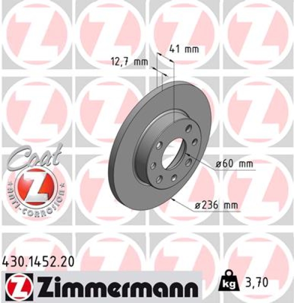 Zimmermann Brake Disc for OPEL ASTRA F Van (T92) front