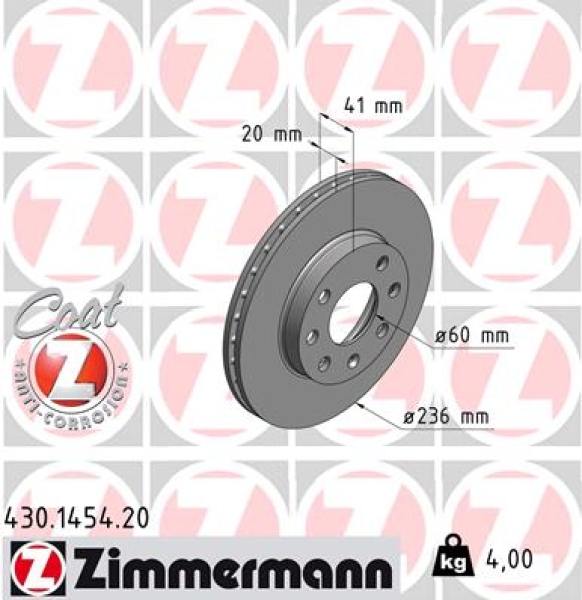 Zimmermann Brake Disc for OPEL ASCONA C CC (J82) front