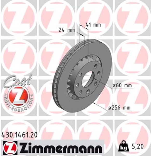 Zimmermann Brake Disc for OPEL KADETT E (T85) front