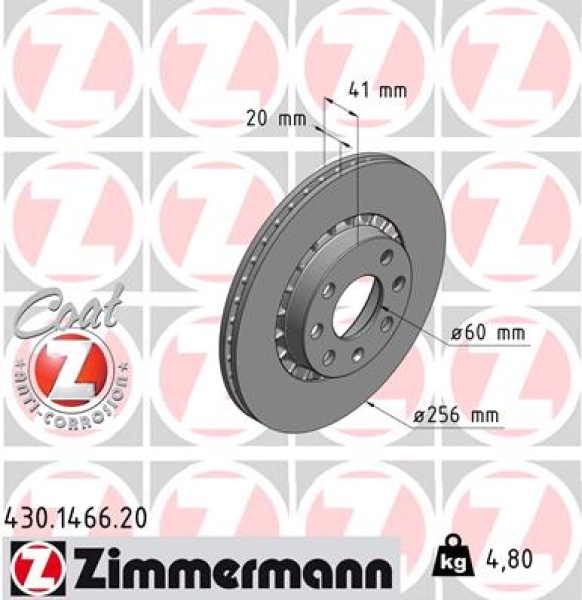 Zimmermann Brake Disc for OPEL ASTRA F CC (T92) front