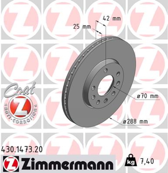 Zimmermann Brake Disc for OPEL CALIBRA A (C89) front