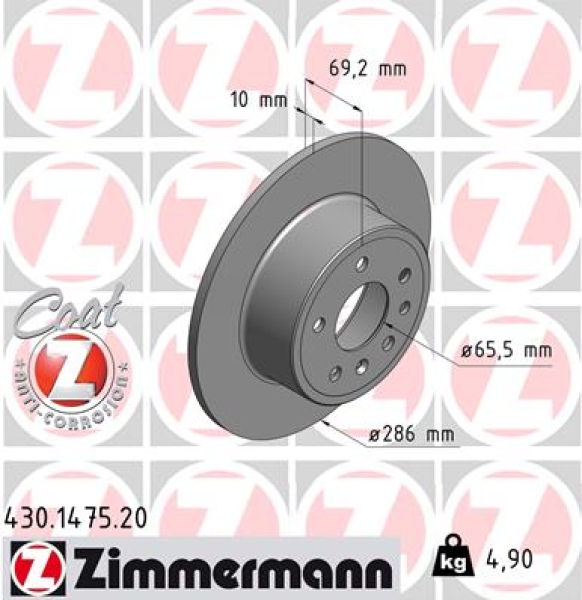 Zimmermann Brake Disc for SAAB 9-3 (YS3D) rear
