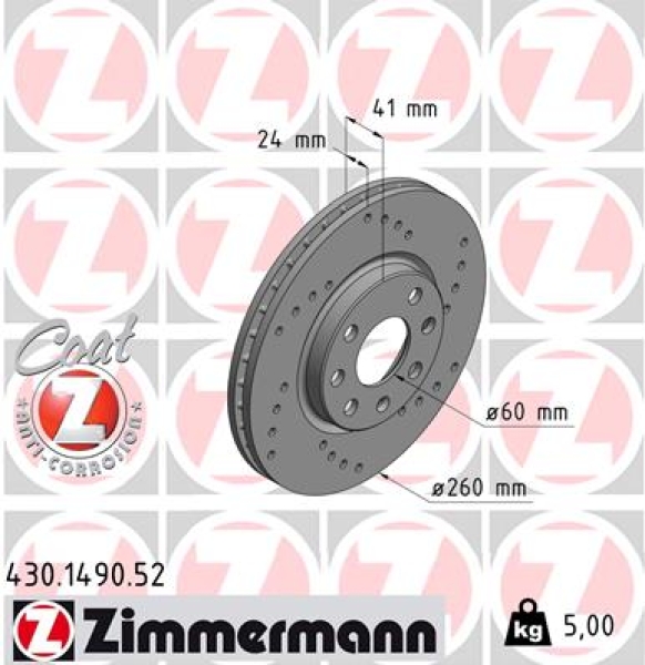 Zimmermann Sport Brake Disc for OPEL COMBO Kasten/Kombi front