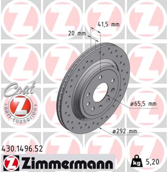 Zimmermann Sport Brake Disc for SAAB 9-3X rear