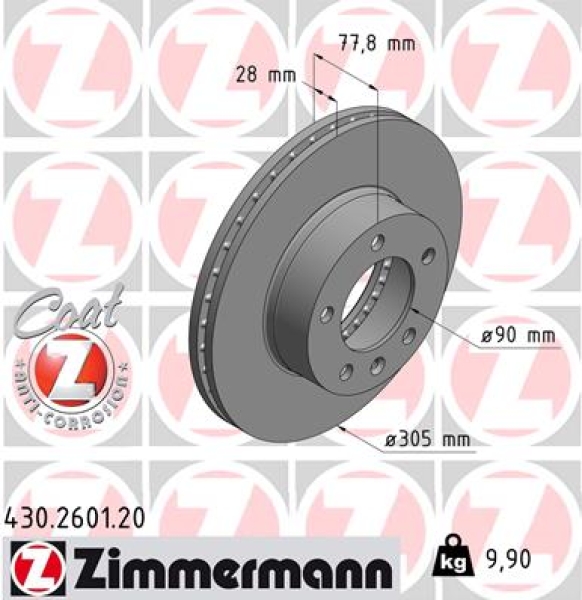 Zimmermann Brake Disc for NISSAN INTERSTAR Kasten (X70) front