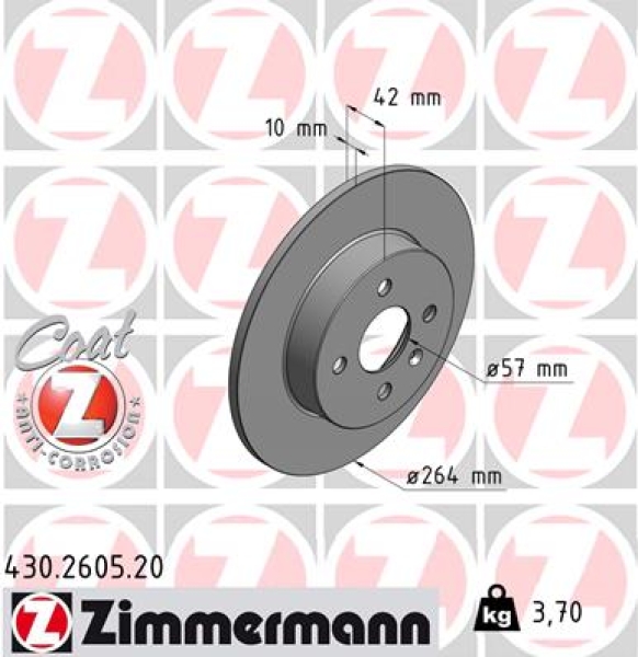 Zimmermann Brake Disc for OPEL MERIVA A Großraumlimousine (X03) rear
