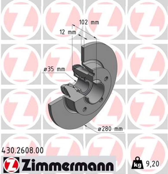 Zimmermann Brake Disc for RENAULT TRAFIC II Kasten (FL) rear