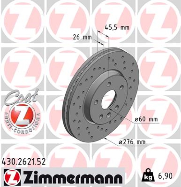 Zimmermann Sport Brake Disc for CHEVROLET AVEO Schrägheck (T300) front