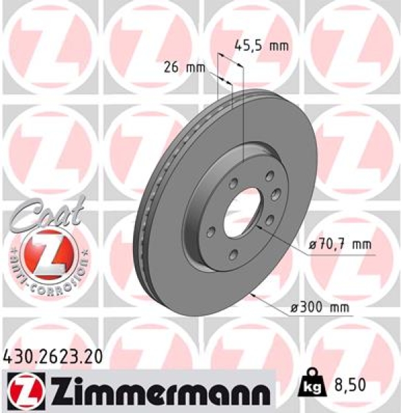Zimmermann Brake Disc for OPEL ASTRA J Stufenheck front