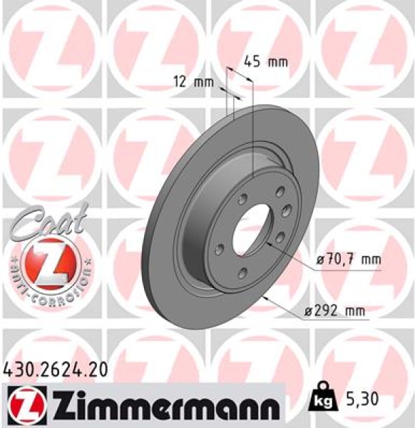 Zimmermann Brake Disc for OPEL CASCADA (W13) rear
