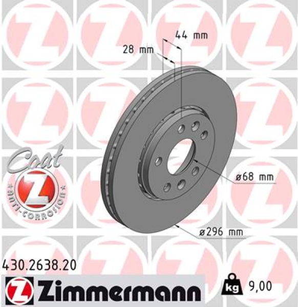Zimmermann Brake Disc for FIAT TALENTO Kasten/Kombi (296_) front