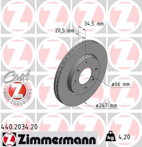 Zimmermann Brake Disc for CITROËN XSARA (N1) front