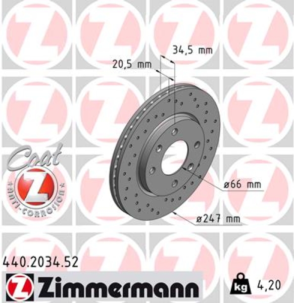 Zimmermann Sport Brake Disc for PEUGEOT 206+ (2L_, 2M_) front