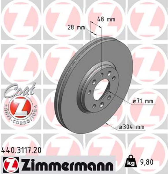 Zimmermann Brake Disc for FIAT SCUDO (270_, 272_) front