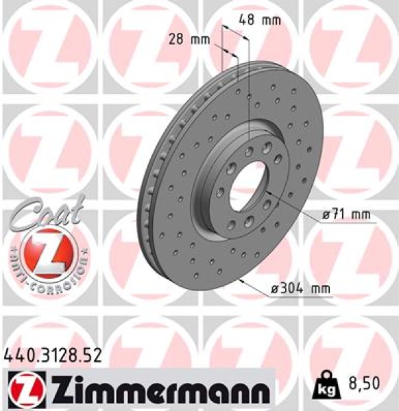Zimmermann Sport Brake Disc for PEUGEOT RIFTER front