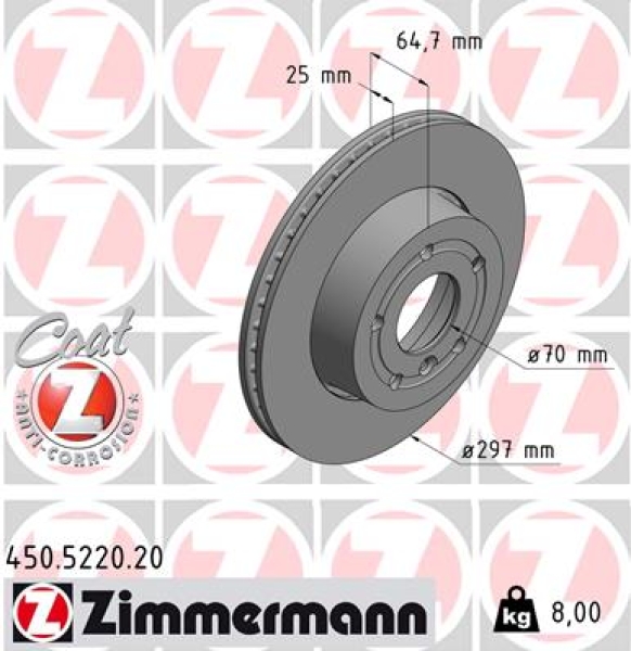 Zimmermann Bremsscheibe für LAND ROVER RANGE ROVER II (P38A) vorne