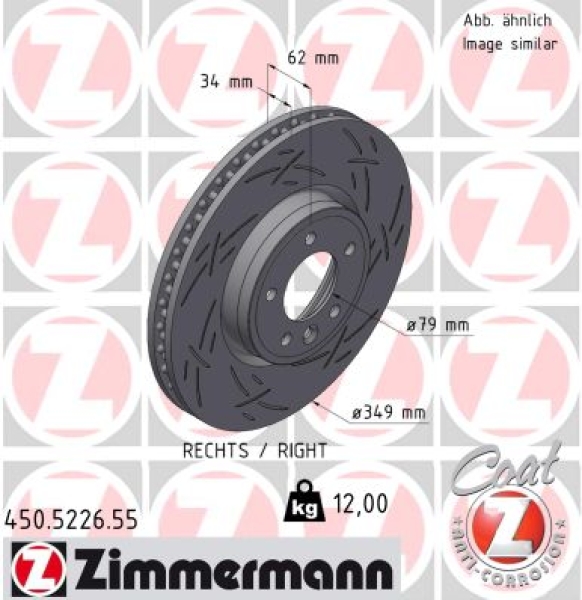 Zimmermann Sportbremsscheibe Black Z für LAND ROVER RANGE ROVER IV (L405) vorne rechts