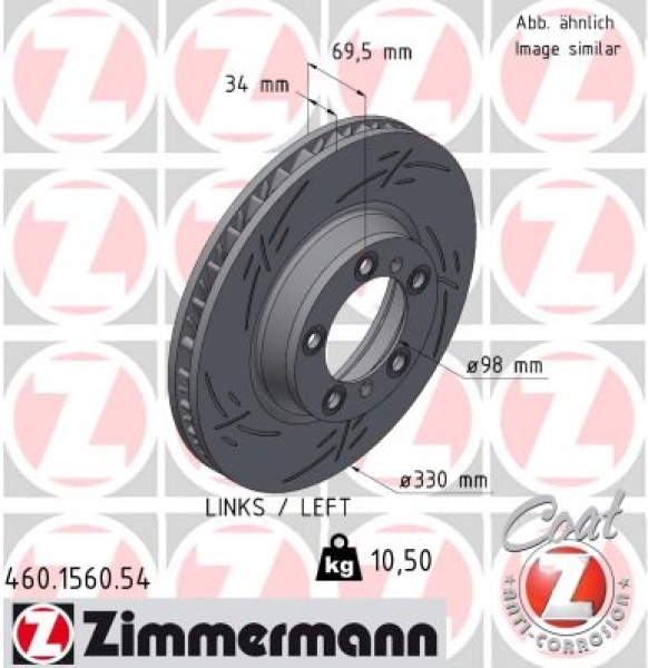 Zimmermann Sportbremsscheibe Black Z für PORSCHE 718 CAYMAN (982) vorne links