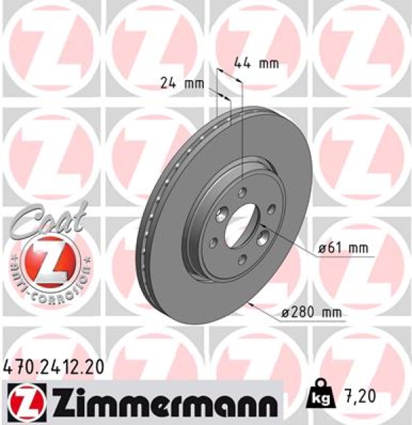 Zimmermann Brake Disc for RENAULT MEGANE I Grandtour (KA0/1_) front