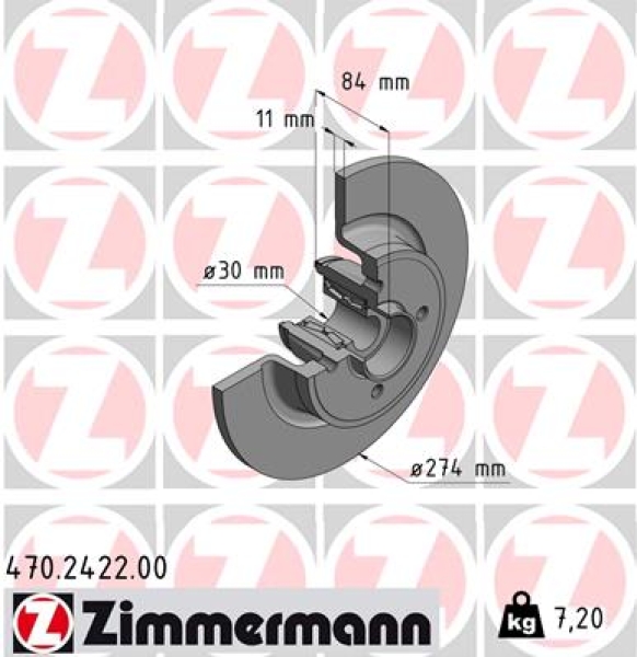 Zimmermann Bremsscheibe für RENAULT GRAND SCÉNIC II (JM0/1_) hinten