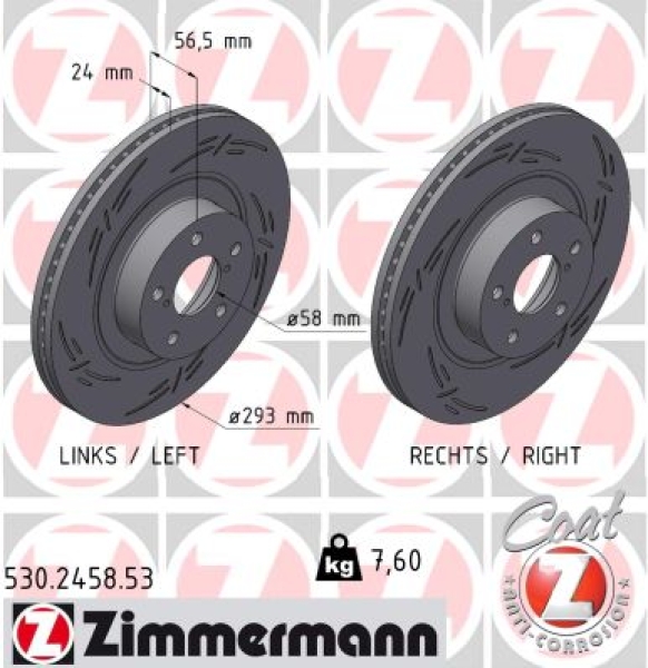 Zimmermann Sportbremsscheibe Black Z für TOYOTA GT 86 Coupe (ZN6_) vorne