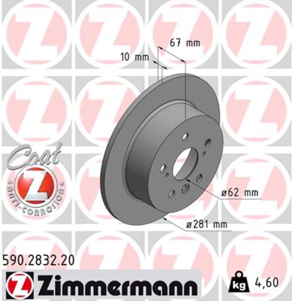 Zimmermann Bremsscheibe für LEXUS ES (_V6_) hinten