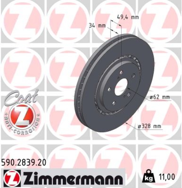 Zimmermann Bremsscheibe für LEXUS RX (_L2_) vorne