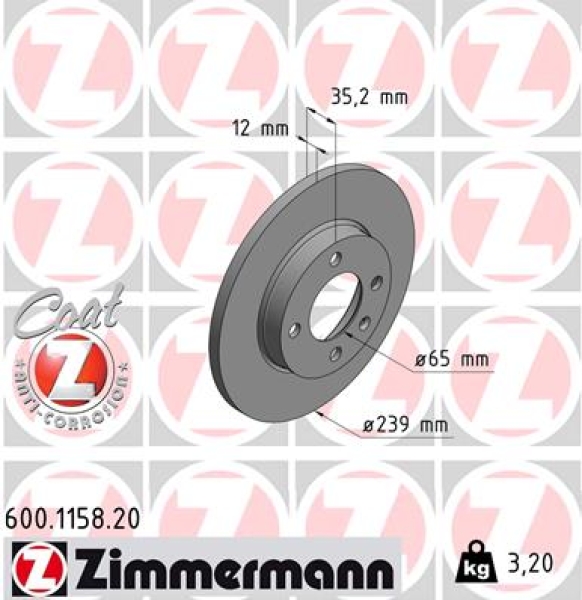 Zimmermann Brake Disc for VW POLO CLASSIC (6V2) front