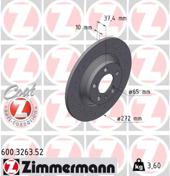 Zimmermann Sport Brake Disc for VW POLO VI (AW1, BZ1, AE1) rear