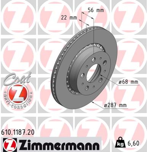 Zimmermann Brake Disc for VOLVO 740 Kombi (745) front